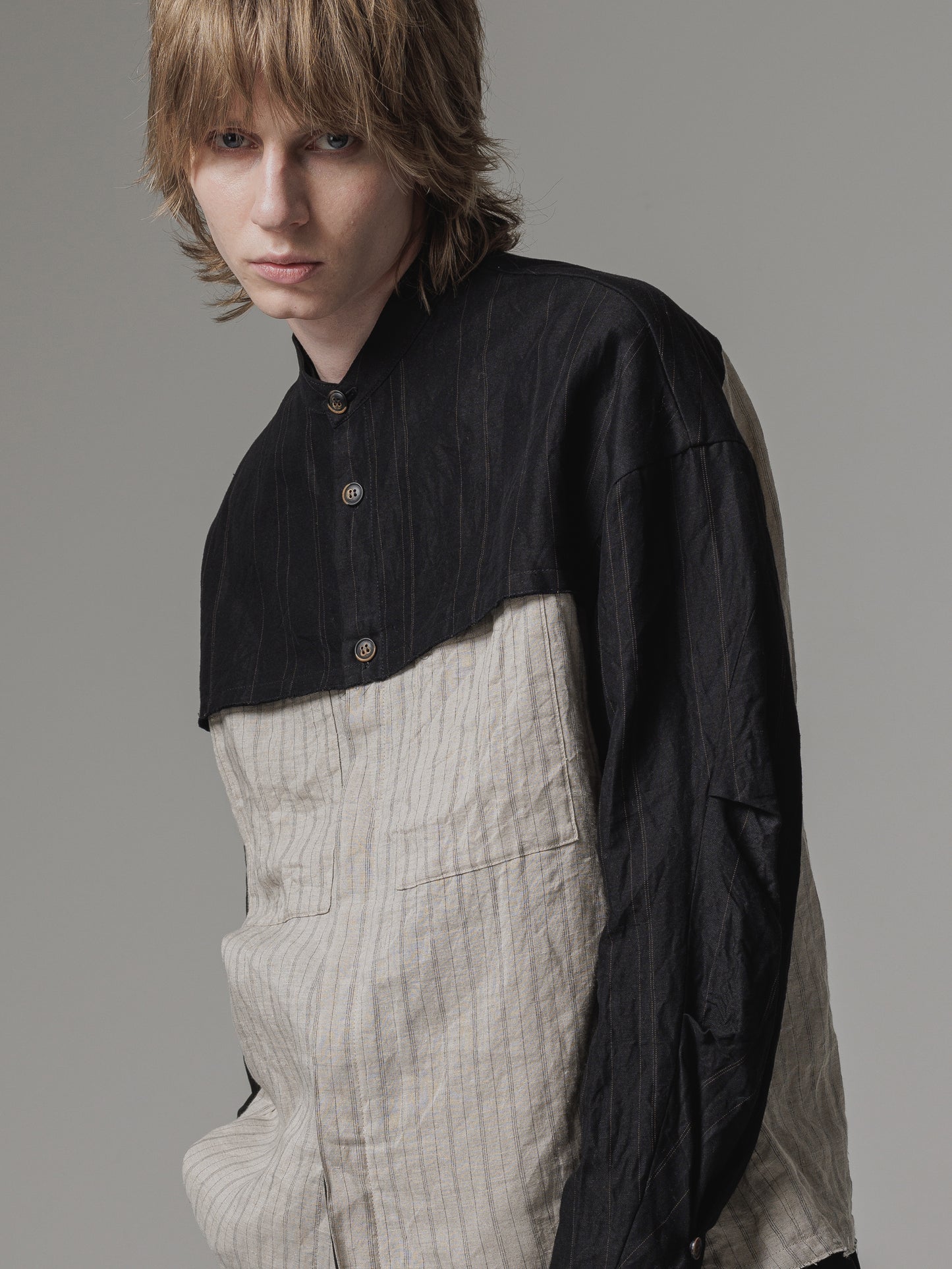 
                  
                    [ISO] cotton/linen stripe band collar shirts
                  
                