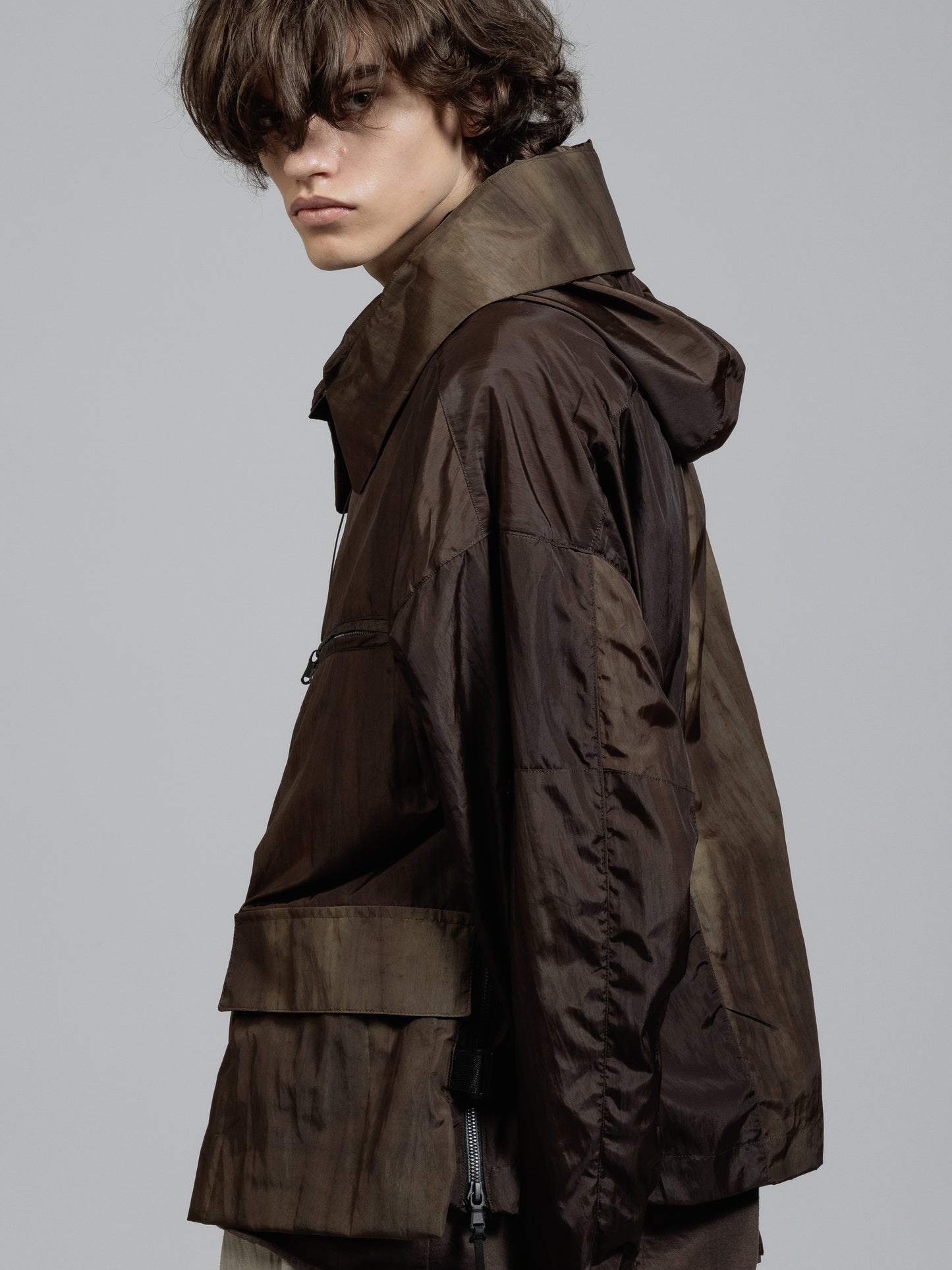 
                  
                    Uneven dyed hooded jacket
                  
                