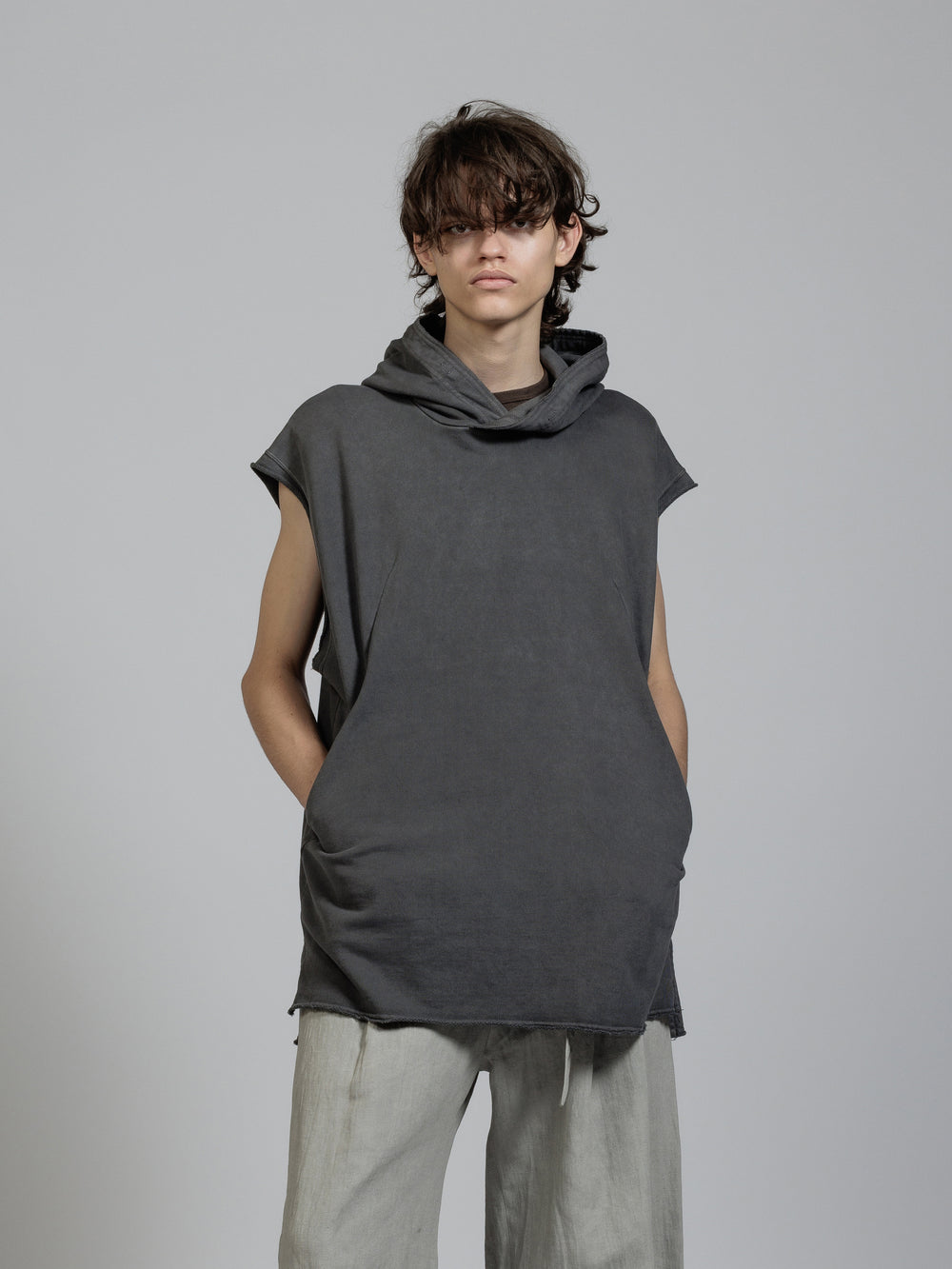 Sweat sleeveless hoodie