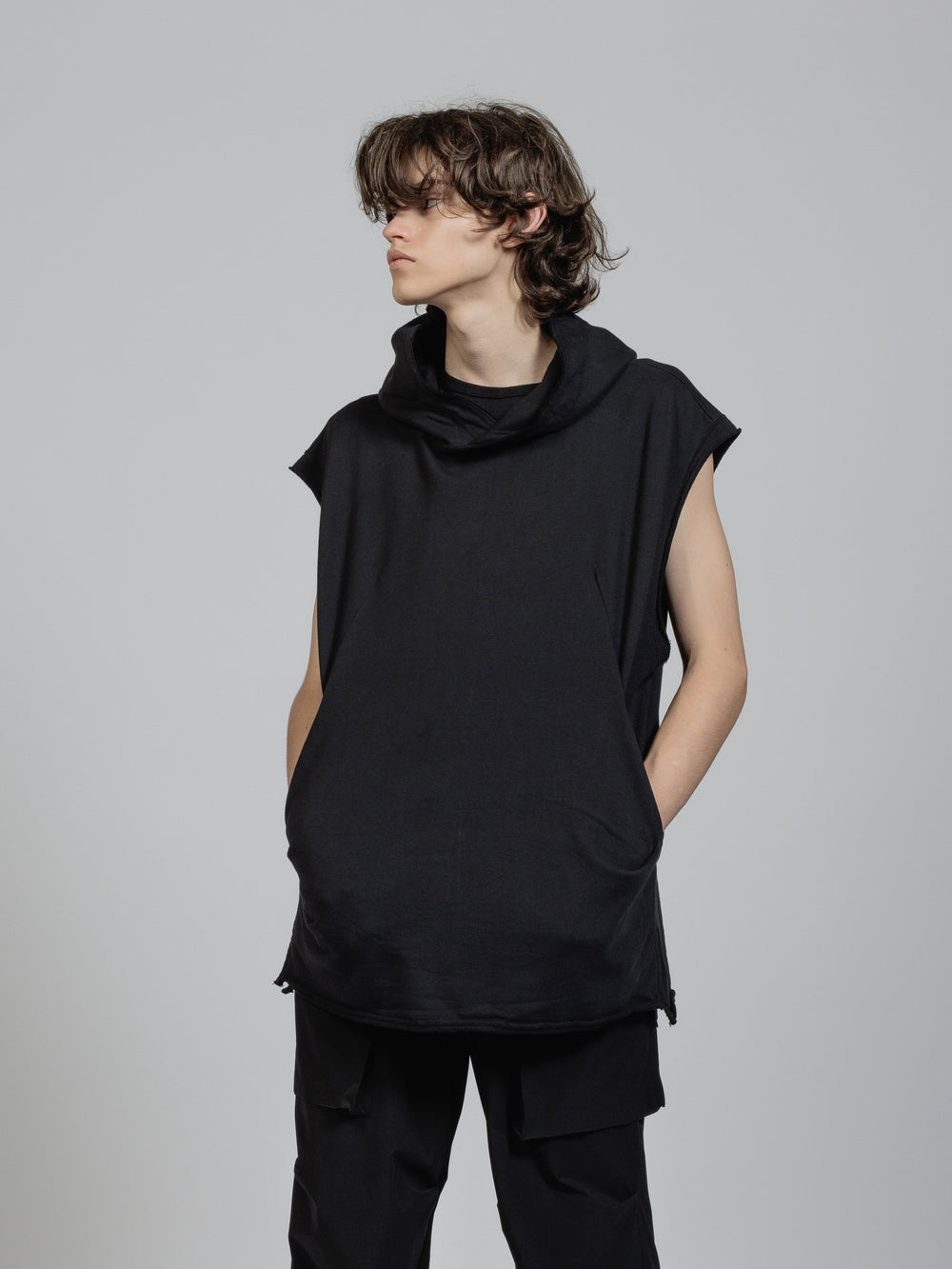 Sweat sleeveless hoodie