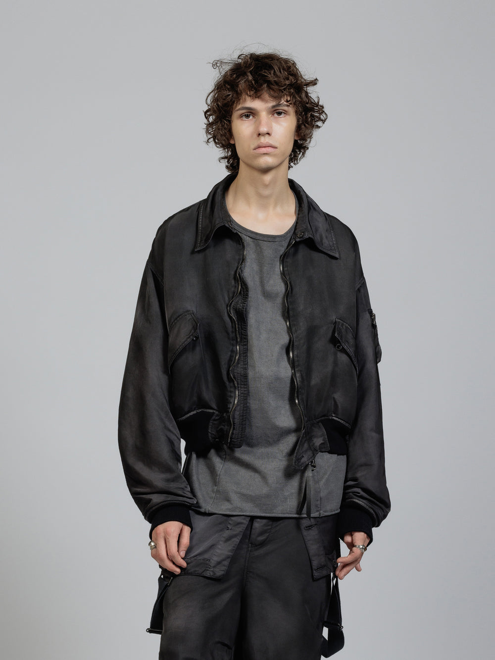 Nylon object dyed Bomber jacket