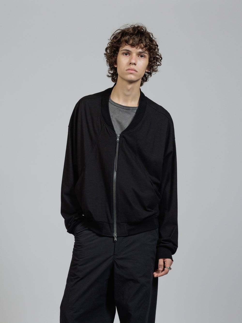 Cotton jersey zip-up jacket