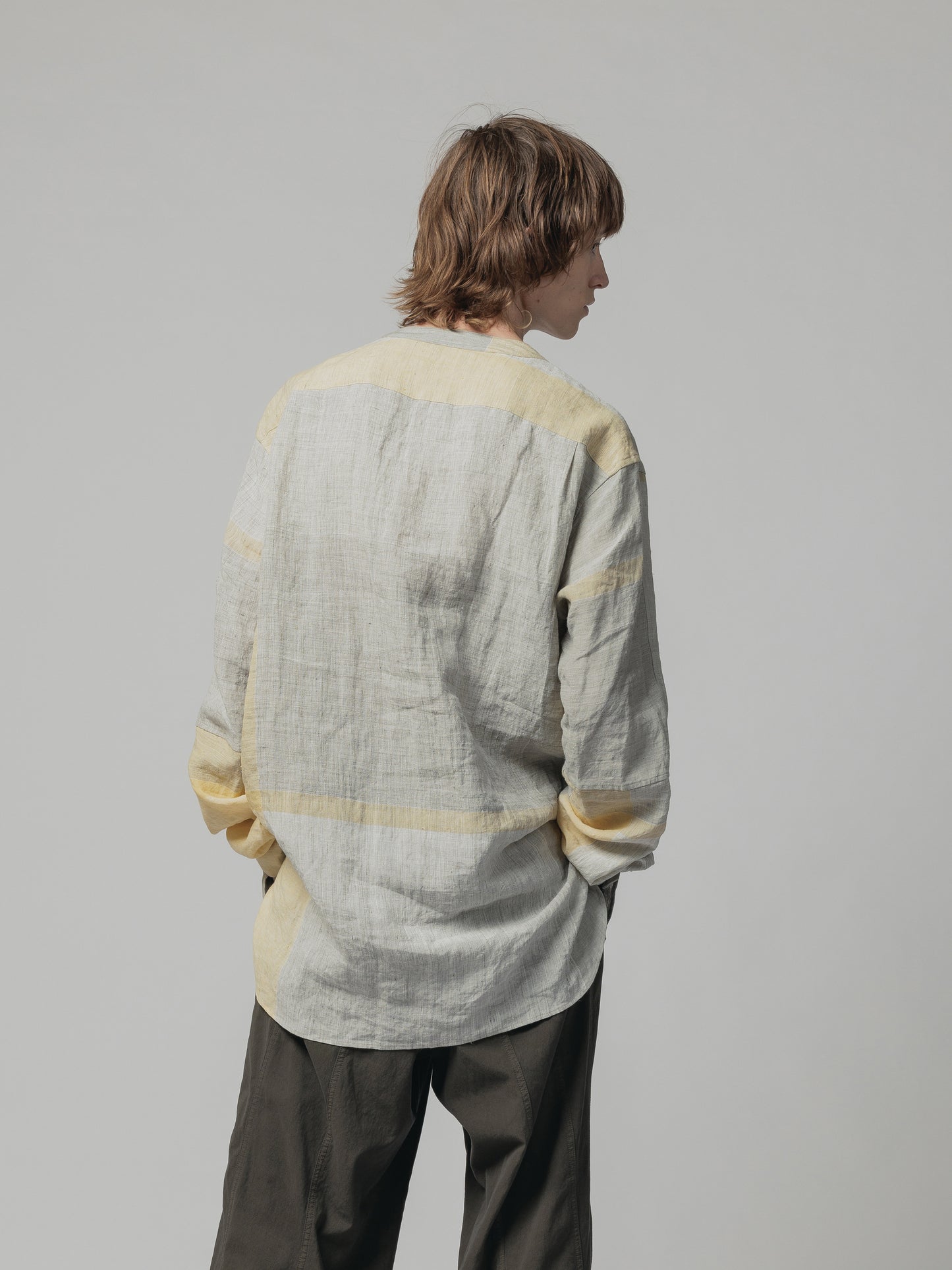 
                  
                    LINEN CHECK V NECK SHIRT
                  
                