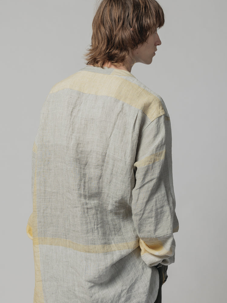 
                  
                    LINEN CHECK V NECK SHIRT
                  
                